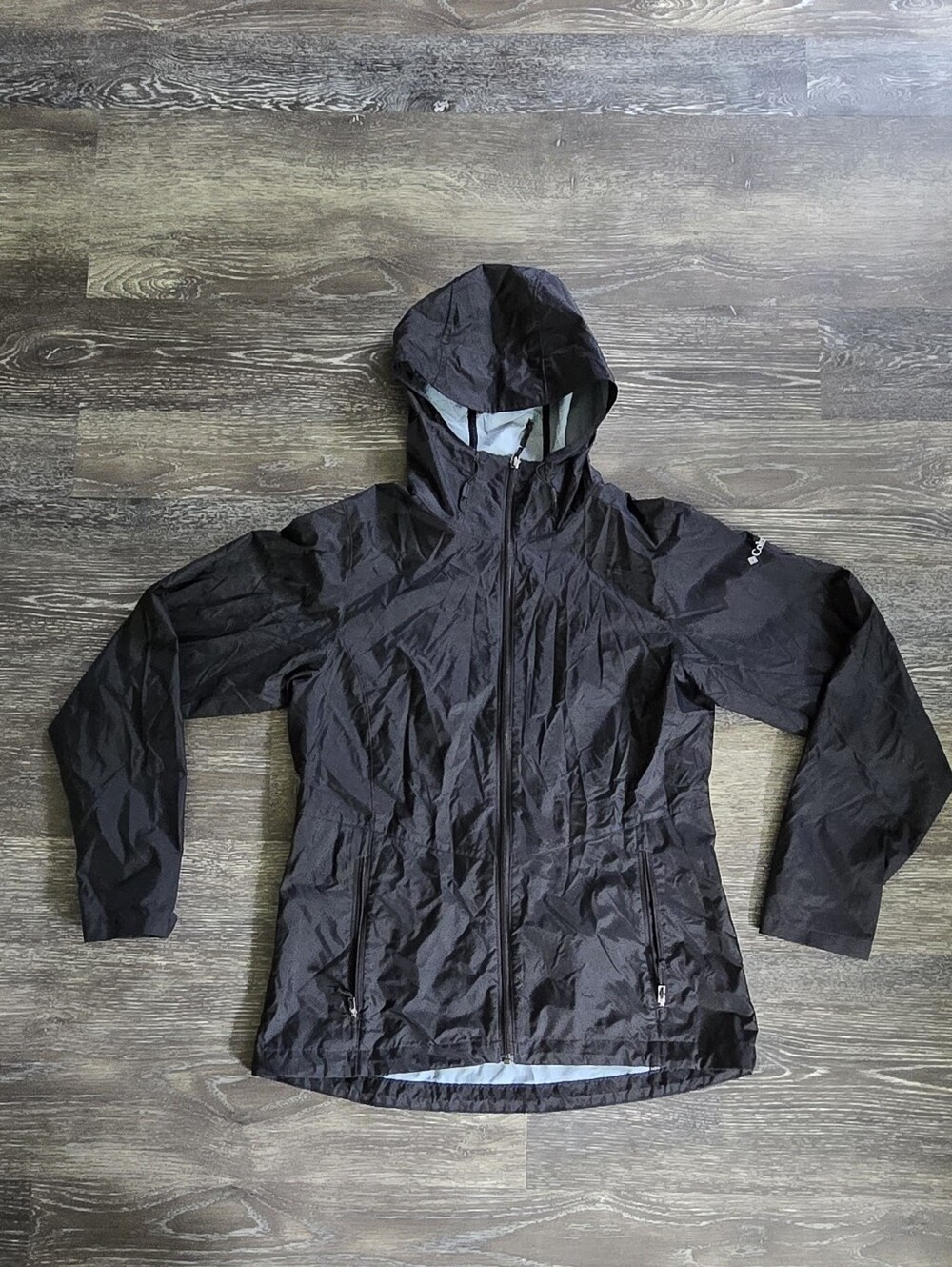 Columbia Black Hooded Women's Rain Jacket